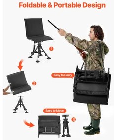 VEVOR Hunting Chair 360° Swivel Folding Blind Chair Adjustable Legs Seat Cover