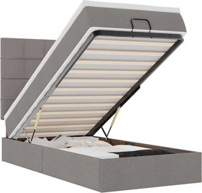 vidaXL Οθωμανικό κρεβάτι με στρώμα &amp; LEDs Taupe 90x200 cm ύφασμα