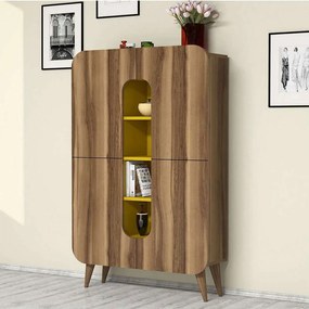 Ντουλάπι Mine 845HCT3909 93x31,8x144cm Walnut-Yellow Μοριοσανίδα, Μελαμίνη