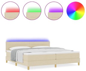 vidaXL Κρεβάτι Σταθερού Στρώματος με Ματράζ & LED Κρεμ 200x200 εκ. Υφασμάτινο