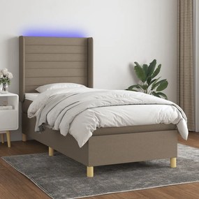 ΚΡΕΒΑΤΙ BOXSPRING ΜΕ ΣΤΡΩΜΑ &amp; LED TAUPE 90X190 ΕΚ. ΥΦΑΣΜΑΤΙΝΟ 3138921