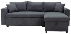 Γωνιακός καναπές-κρεβάτι αναστρέψιμος Lilian pakoworld ανθρακί 225x148x81εκ - Ύφασμα - 166-000010