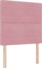 vidaXL Κρεβάτι box spring με στρώμα Ροζ 80 x 200 cm Βελούδο