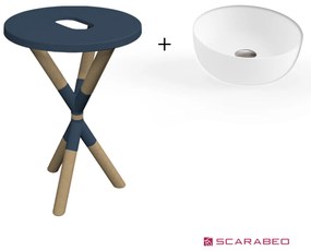 Scarabeo Cross 2501F0-9856 Ocean (Μπλε Ματ) Πάγκος Με Νιπτήρα Glam Λευκό Ø39εκ.