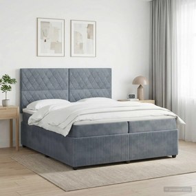 vidaXL Κρεβάτι box spring με στρώμα Σκούρο Γκρι 200 x 200 cm Βελούδο
