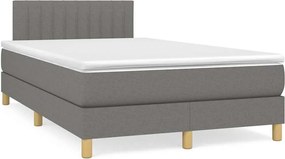 vidaXL Κρεβάτι Boxspring με Στρώμα &amp; LED Σκ.Γκρι 120x190εκ. Υφασμάτινο