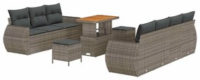 vidaXL Σετ Καναπέ Κήπου με μαξιλάρι 10 pcs Γκρι 90 x 55 x 71 cm