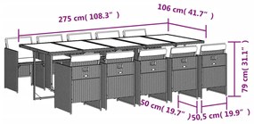 vidaXL Σετ Τραπεζαρίας Κήπου 11 τεμ. Καφέ Συνθετικό Ρατάν με Μαξιλάρια