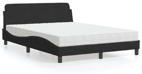 Κρεβάτι με Στρώμα Μαύρο 140x200 εκ. Βελούδινο