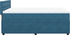vidaXL Κρεβάτι Boxspring με Στρώμα Μπλε 140x190 εκ. Βελούδινο