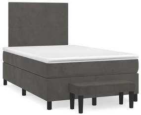 Κρεβάτι Boxspring με Στρώμα Σκούρο Γκρι 120x190 εκ. Βελούδινο