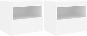 vidaXL Κομοδίνα με Φώτα LED 2 τεμ. Λευκά 50 x 40 x 45 εκ.
