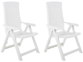 vidaXL Καρέκλες Κήπου Ανακλινόμενες 2 τεμ. Λευκές Πλαστικές