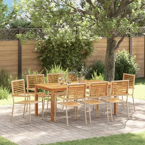 vidaXL Σετ Τραπεζαρίας Κήπου 9 pcs Μπεζ 180 x 90 x 75 cm