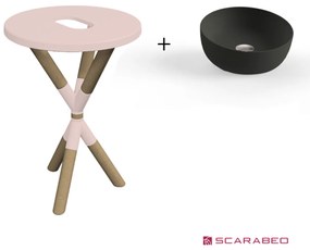 Scarabeo Cross 2501F0-9854 Antique Pink Πάγκος Με Νιπτήρα Glam Ardesia Ø33εκ.