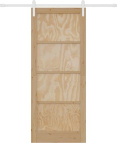vidaXL Συρόμενη Πόρτα 86 x 211 cm Μασίφ Ξύλο Πεύκου Φυσικό και Λευκό