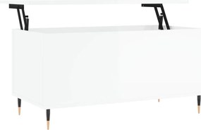 vidaXL Τραπεζάκι Σαλονιού Γυαλ. Λευκό 90x44,5x45 εκ. Επεξεργ. Ξύλο