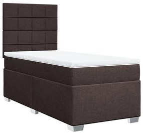 Κρεβάτι Boxspring με Στρώμα Σκούρο Καφέ 90x190 εκ. Υφασμάτινο - Καφέ