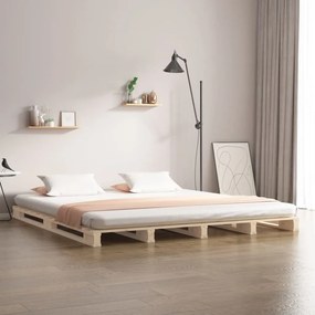 Κρεβάτι από Παλέτες 150 x 200 εκ. Μασίφ Ξύλο Πεύκου King Size - Καφέ