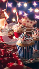 Intra Συλλεκτικό Ξύλινο Παζλ Plywood 4mm - Γιορτινά cupcakes με πατριωτικά στολίδια Σε Ξύλινο Κουτί - Διαστάσεις: 10x10 cm – 25 κομμάτια