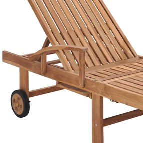 vidaXL Ξαπλώστρες 2 τεμ. από Μασίφ Ξύλο Teak με Κρεμ Μαξιλάρια
