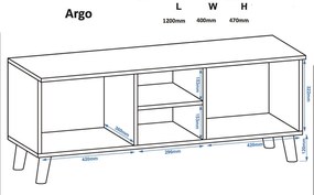 Ξύλινο Έπιπλο Τηλεόρασης  ARGO Ρουστίκ-Λευκό Μ120xΠ40xΥ47