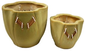 Κασπώ (Σετ 2Τμχ) 06-00-10522 17x15/23x21cm Olive-Yellow Marhome Ceramic