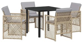 vidaXL Σέτ φαγητού για κήπο 5 pcs Μπεζ συνθετικό ρατάν
