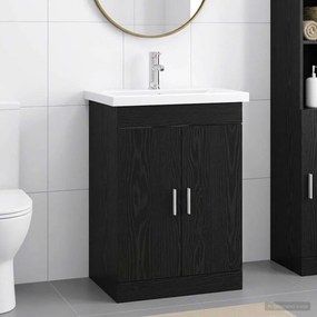 vidaXL Σετ Επίπλων Μπάνιου Μαύρη Δρυς 61 x 40 x 84,5 εκ
