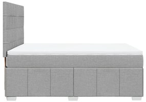 Κρεβάτι Boxspring με Στρώμα Ανοιχτό Γκρι 140x190 εκ. Υφασμάτινο - Γκρι