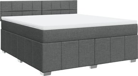 vidaXL Κρεβάτι Boxspring με Στρώμα Σκούρο Γκρι 180x200 εκ Υφασμάτιν