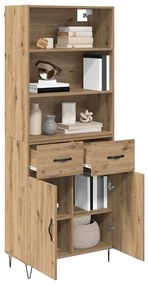 vidaXL Highboard με συρτάρι 2 pcs Artisan Oak Επεξεργασμένο ξύλο