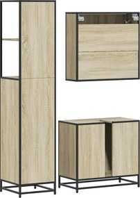 vidaXL Σετ Επίπλων Μπάνιου 3 Τεμαχίων Sonoma Δρυς Επεξεργασμένο Ξύλο