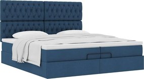 vidaXL Οθωμανικό κρεβάτι με στρώματα μπλε 200x200cm ύφασμα
