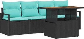 vidaXL Σετ Καναπέ Κήπου με μαξιλάρι 5 pcs Μαύρο και μπλε