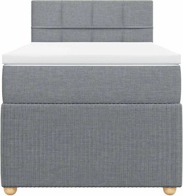 vidaXL Κρεβάτι Boxspring με Στρώμα Ανοιχτό Γκρι 90x190 εκ. Υφασμάτινο