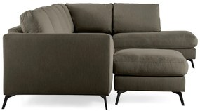 Γωνιακός Καναπές Seattle 173, Μαύρο, Καφέ, 395x213x88cm, Πόδια: Μέταλλο | Epipla1.gr