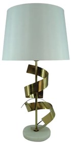 Table lamp Lighted Inart E27 gold metal-white fabric D35x70cm 35x35x70 εκ.