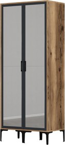 Διφυλλη Ντουλαπα Καρυδια/Ανθρακι KUMSAL 47.5x80x201.4