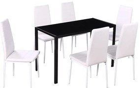 vidaXL Σετ Τραπεζαρίας Επτά Τεμαχίων Μαύρο/Άσπρο