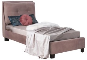 Bed Riley  90x200cm, velvet fabric dusty pink color