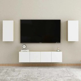 vidaXL Έπιπλο Τηλεόρασης Λευκό &amp; Sonoma Δρυς 30,5x30x60εκ. Επεξ. Ξύλο