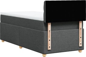 vidaXL Κρεβάτι Boxspring με Στρώμα Σκούρο Γκρι 100x200 εκ. Υφασμάτινο