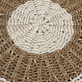 Πουφ Σκαμπό Saroni Seagrass σε Φυσικό-Λευκό Χρώμα Φ60x35 Υ Εκ.