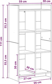 vidaXL Βιβλιοθήκη Μαύρη Δρυς 59 x 30 x 111 εκ Επεξεργασμένο Ξύλο