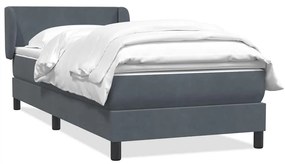 Κρεβάτι Boxspring με Στρώμα Σκούρο Γκρι 90x210 εκ. Βελούδινο