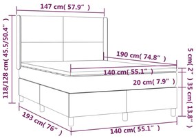 Κρεβάτι Boxspring με Στρώμα &amp; LED Ροζ 140x190 εκ. Βελούδινο - Ροζ