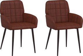 vidaXL Καρέκλες φαγητού 2 pcs Τεχνητό Δέρμα Γυαλιστερό Καφέ