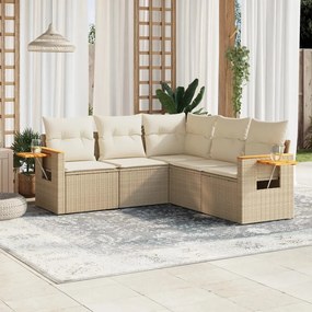 vidaXL Patio Sofa Set 5-θέσια Beige and Cream