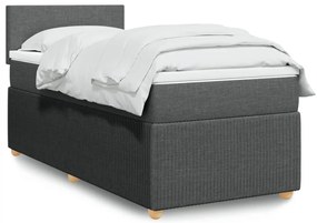 vidaXL Κρεβάτι Boxspring με Στρώμα Σκούρο Γκρι 100x200 εκ. Υφασμάτινο